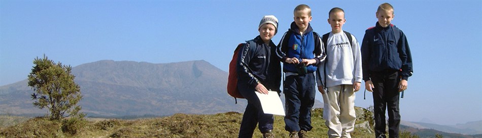 School groups mountain walking in Snowdonia